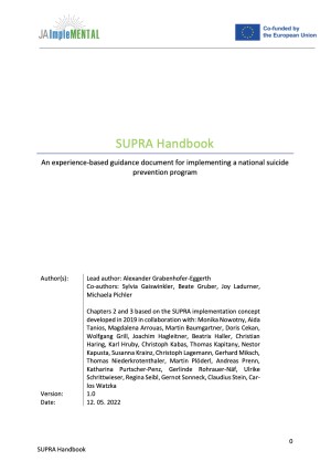 SUPRA Handbook: An experience-based guidance document for implementing a national suicide prevention program (JA ImpleMENTAL 2022)