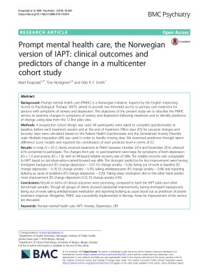 Prompt Mental Health Care (PMHC)