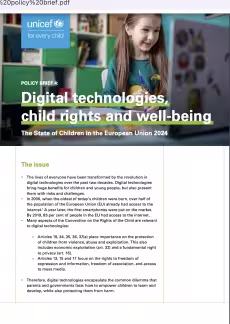 Digital technologies, child rights and well-being: The State of Children in the European Union 2024