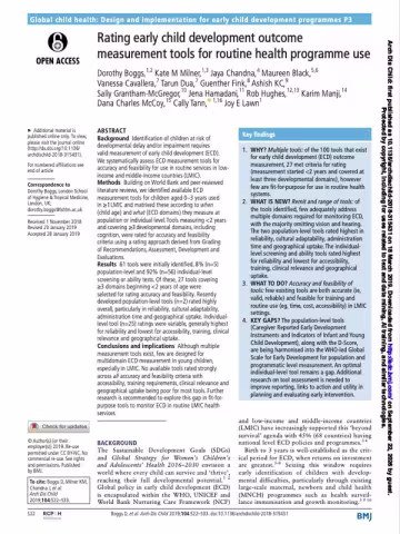 Rating early child development outcome measurement tools for routine health programme use.