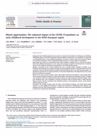 Missed opportunities: The unknown impact of the COVID-19 pandemic on early childhood development in the WHO European region
